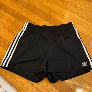 Adidas Women's Black Athletic Shorts with White Stripes